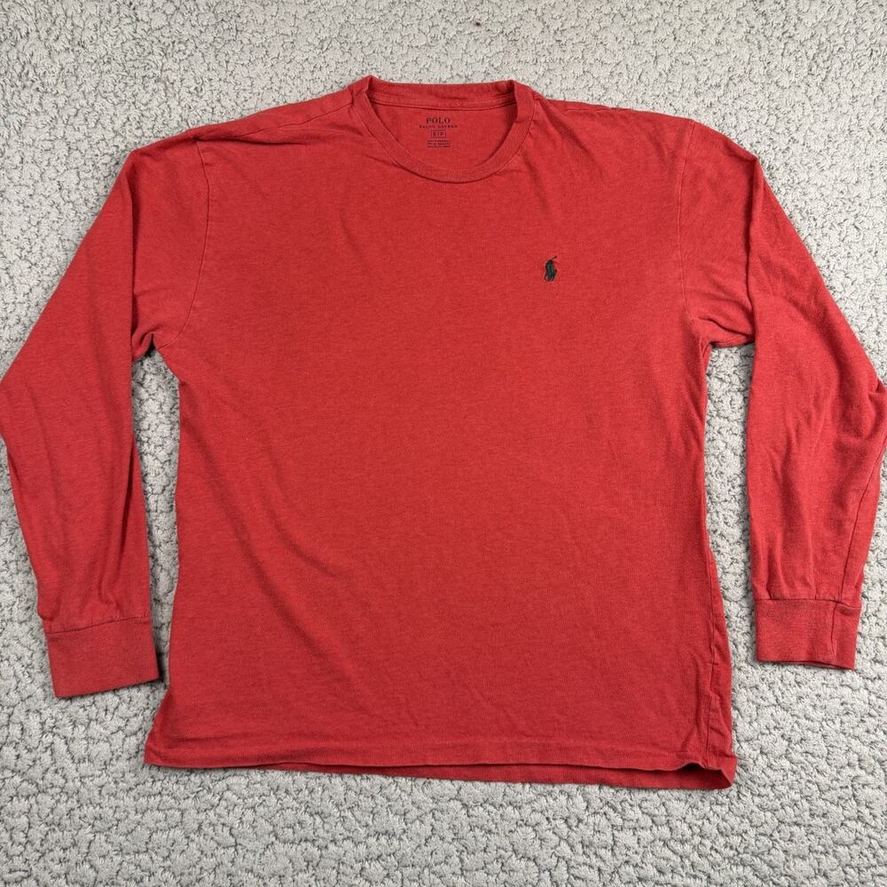 Polo Ralph Lauren Long Sleeve Crew Neck Shirt Mens S Red Pony Logo